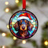 Dachshund in Santa Hat Suncatcher Decoration